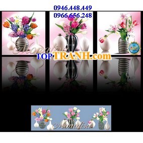 Tranh gắn đá bình hoa tuylip